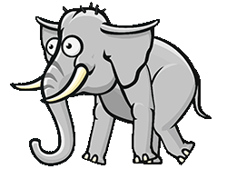 Gif animé, un éléphant qui marche en bougeant sa trompe
