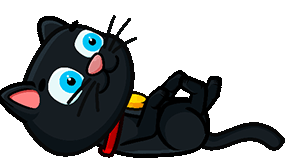 Gif animé, chat noir allongé sur le dos