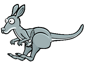 Gif animé, kangourou gris avec son petit
