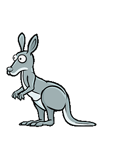 Gif animé, bonds de kangourou gris