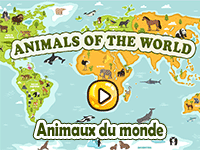 Exercice sonore en ligne pour apprendre en anglais le nom des animaux du monde