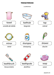 Fiche à imprimer, exercice, vocabulaire anglais sur le thème de la salle de bains